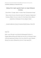 Bullying at Work: Cognitive Appraisal of Negative Acts, Coping, Wellbeing and Performance