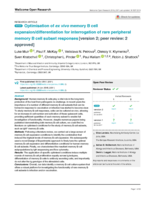 Optimisation of ex vivo memory B cell expansion/differentiation for interrogation of rare peripheral memory B cell subset responses