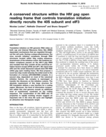 A conserved structure within the HIV gag open reading frame that controls translation initiation directly recruits the 40S subunit and eIF3.