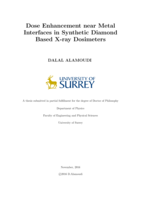 Dose enhancement near metal interfaces in synthetic diamond based x-ray dosimeters.