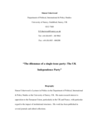 The dilemmas of a single-issue party: The UK Independence Party