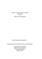 Cognitive Function in Type 2 Diabetes: Relationship to Diabetes Self Management.