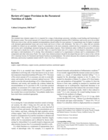 Review of Copper Provision in the Parenteral Nutrition of Adults