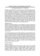 Feedback: evidence from psychology for best practice.