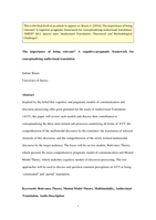 The importance of being relevant? A cognitive-pragmatic framework for conceptualising audiovisual translation