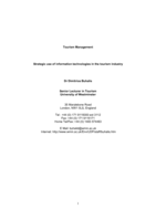 Strategic use of information technologies in the tourism industry