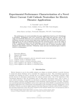 Experimental Performance Characterization of a Novel Direct Current Cold Cathode Neutralizer for Electric Thruster Applications