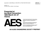 Approaches to Audio Editing in a Mixed Disk- and Tape-Based Environment