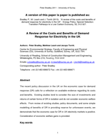 A review of the costs and benefits of demand response for electricity in the UK