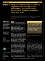Prospective observational cohort study of patients with weaning failure admitted to a specialist weaning, rehabilitation and home mechanical ventilation centre