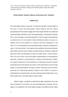 Schizo-theatre: Guattari, Deleuze, performance and “madness”