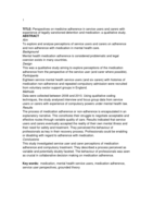 Perspectives on medicine adherence in service users and carers with experience of legally sanctioned detention and medication: a qualitative study