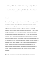 The Changing Role of Students’ Unions within Contemporary Higher Education