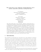 Steady flow of one uniformly rotating fluid layer above another immiscible uniformly rotating fluid layer