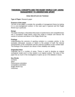 Theories, Concepts and the Rugby World Cup: Using management to understand sport