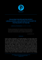 Equalizing Theatre and Philosophy: Laruelle, Badiou, and gestures of authority in the philosophy of theatre
