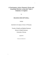 A participatory action research study with Guyanese women living with type 2 diabetes in England.