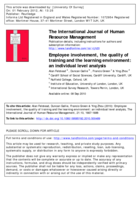 Employee involvement, the quality of training and the learning environment: an individual level analysis