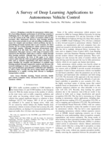A Survey of Deep Learning Applications to Autonomous Vehicle Control