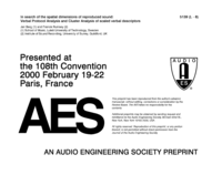 In Search of the Spatial Dimensions of Reproduced Sound: Verbal Protocol Analysis and Cluster Analysis of Scaled Verbal Descriptors