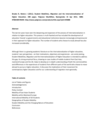 Student Mobilities, Migration and the Internationalization of Higher Education