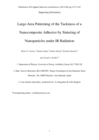 Large-area patterning of the tackiness of a nanocomposite adhesive by sintering of nanoparticles under IR radiation.
