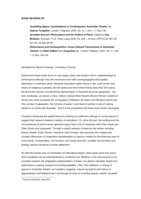 Review of Unsettling Space: Contestations in Contemporary Australian Theatre. By Joanne Tompkins. London: Palgrave, 2006; Unstable Ground: Performance and the Politics of Place. Edited by GayMcAuley, Brussels: P.I.E. Peter Lang, 2006; and, Performance and Cosmopolitics: Cross-Cultural Transactions in Australian Theatre. By Helen Gilbert and Jacqueline Lo. London: Palgrave, 2007.