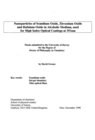 Nanoparticles of Scandium Oxide, Zirconium Oxide and Hafnium Oxide in Alcoholic Medium, Used for High Index Optical Coatings at 351nm.