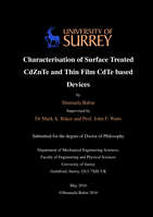 Characterisation of surface treated CdZnTe and thin film CdTe based devices.