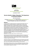 Service Quality in Higher Education: the experience of overseas students