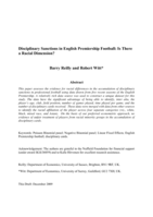 Disciplinary Sanctions in English Premiership Football: Is There a Racial Dimension?