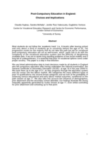 Post-Compulsory Education in England: Choices and Implications