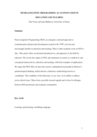 Neuro-linguistic programming as an innovation in education and teaching