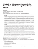 The role of culture and diversity in the prevention of falls among older Chinese people.