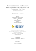 Password security and usability : from password checkers to a new framework for user authentication.
