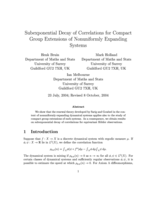 Subexponential Decay of Correlations for Compact Group Extensions of Nonuniformly Expanding Systems