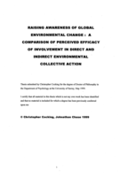 Raising Awareness of Global Environmental Change: A Comparison of Perceived Efficacy of Involvement in Direct and Indirect Environmental Collective Action.
