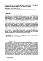 Impact of feed material properties on the milling of pharmaceutical ribbons: A PBM analysis