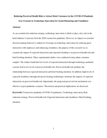 Reducing perceived health risk to attract hotel customers in the COVID-19 pandemic era: Focused on technology innovation for social distancing and cleanliness