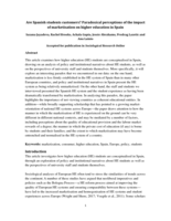 Are Spanish Students Customers? Paradoxical Perceptions of the Impact of Marketisation on Higher Education in Spain