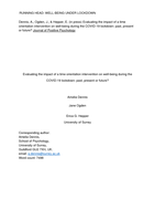 Evaluating the impact of a time orientation intervention on well-being during the COVID-19 lockdown: past, present or future?