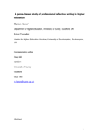 A genre-based study of professional reflective writing in higher education