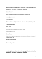 Interdisciplinary collaborative writing for publication with exiled academics: the nature of relational expertise