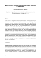 Making connections: authenticity and alienation within students' relationships in higher education