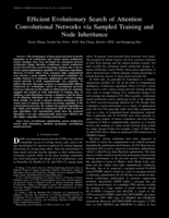 Efficient Evolutionary Search of Attention Convolutional Networks via Sampled Training and Node Inheritance