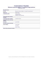 Behaviour across the lifespan in Cornelia de Lange syndrome