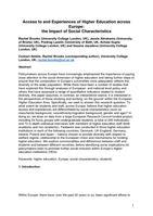 Access to and experiences of higher education across Europe: The impact of social characteristics