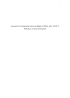 Lessons from developmental science to mitigate the effects of the COVID-19 restrictions on social development