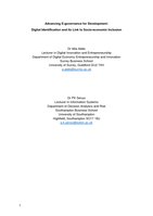 Advancing E-governance for development: Digital identification and its link to socioeconomic inclusion