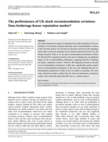The performance persistence of analyst recommendation revisions: does brokerage house reputation matter?